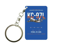 Thumbnail for KC-97L STRATOFREIGHTER design on blue designed key chain, double-side print