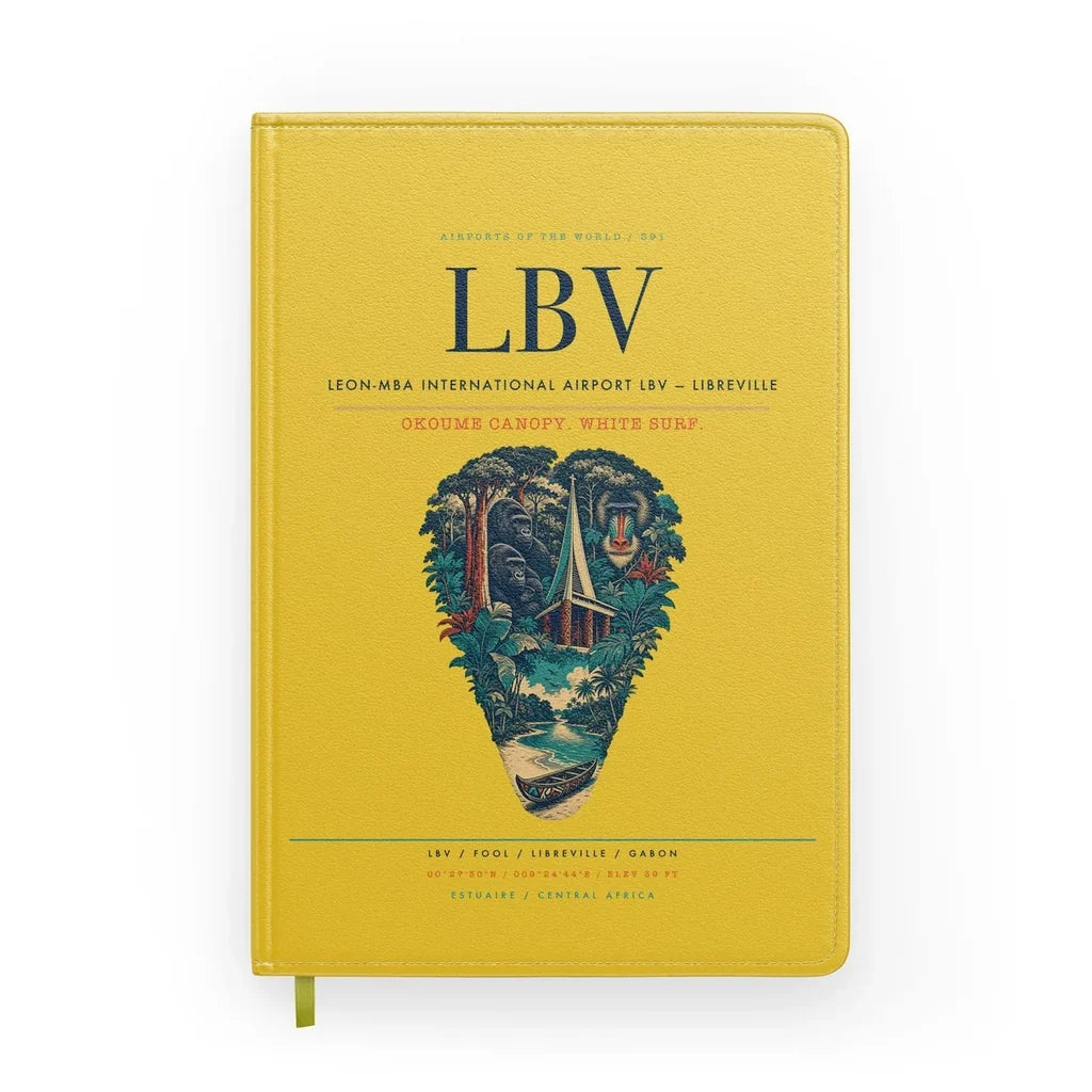 Leon-Mba International Airport (LBV) design on yellow notebook