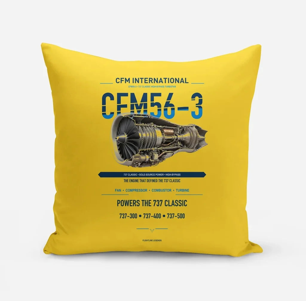 CFM56-3 design on yellow pillow