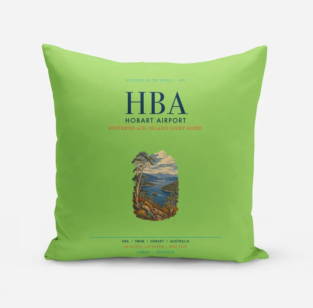 Hobart Airport (HBA) design on light green pillow
