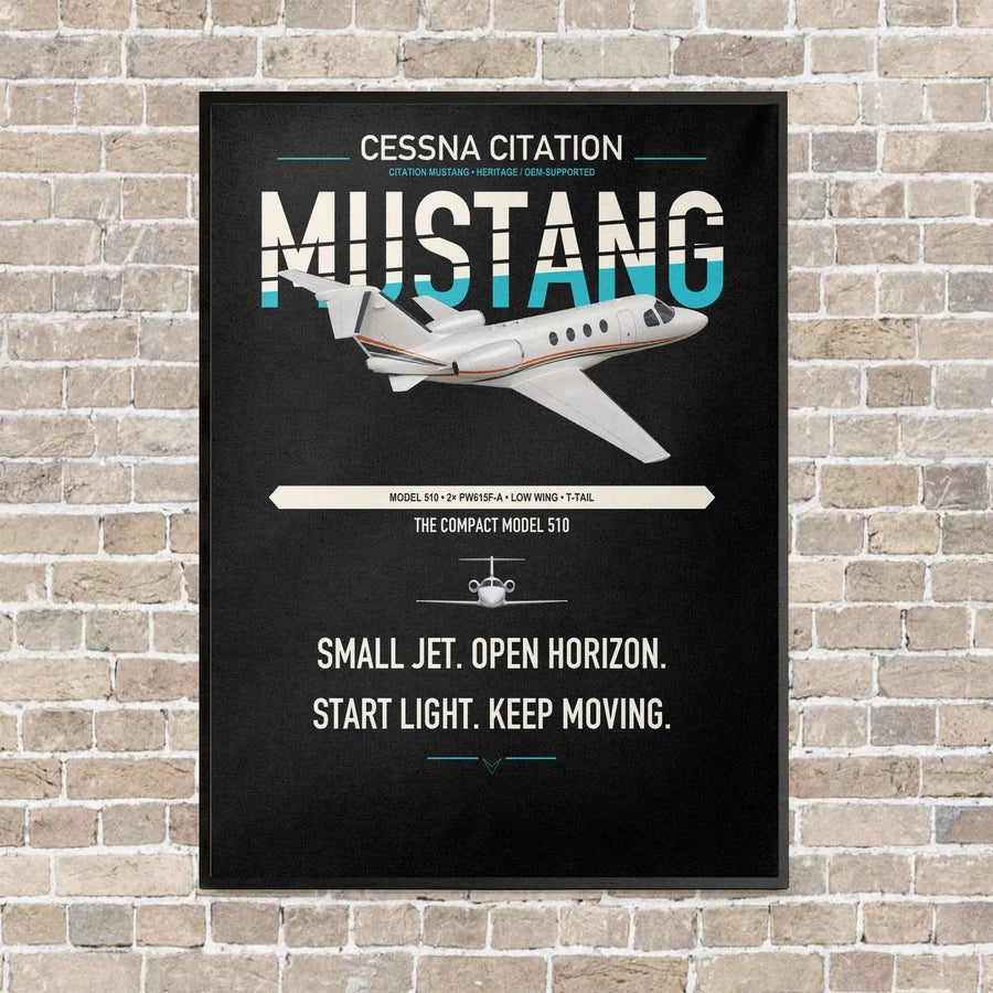 Cessna Citation Mustang vertical canvas print - framed - black background
