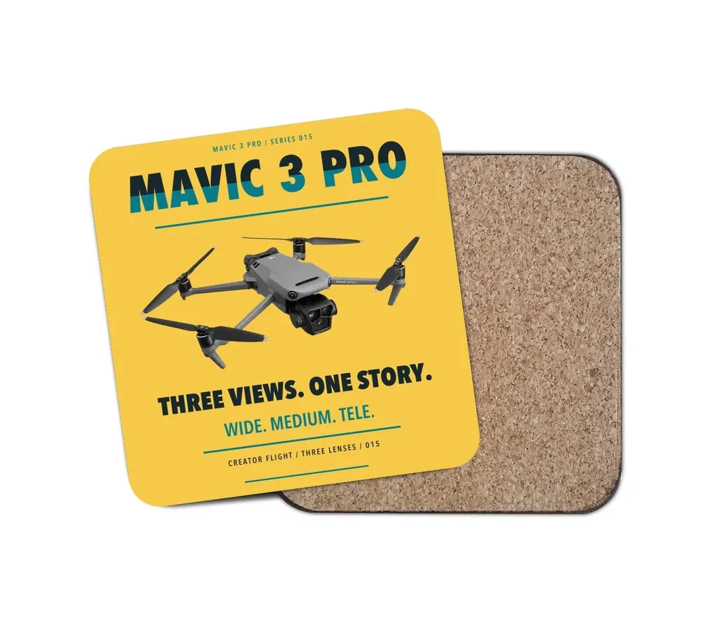 DJI Mavic 3 Pro design on yellow 1 piece coaster
