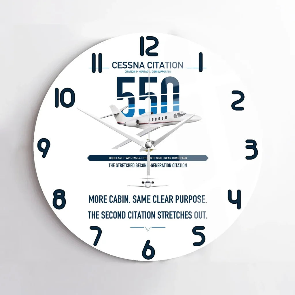 Cessna Citation 550 - Citation II design on white no frame wall clock