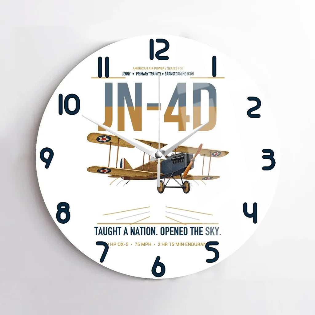 Curtiss JN-4D Jenny design on white no frame wall clock