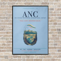 Thumbnail for Ted Stevens Anchorage International Airport ANC vertical canvas print - framed - light blue background