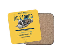 Thumbnail for AE 2100D3 design on yellow 1 piece coaster
