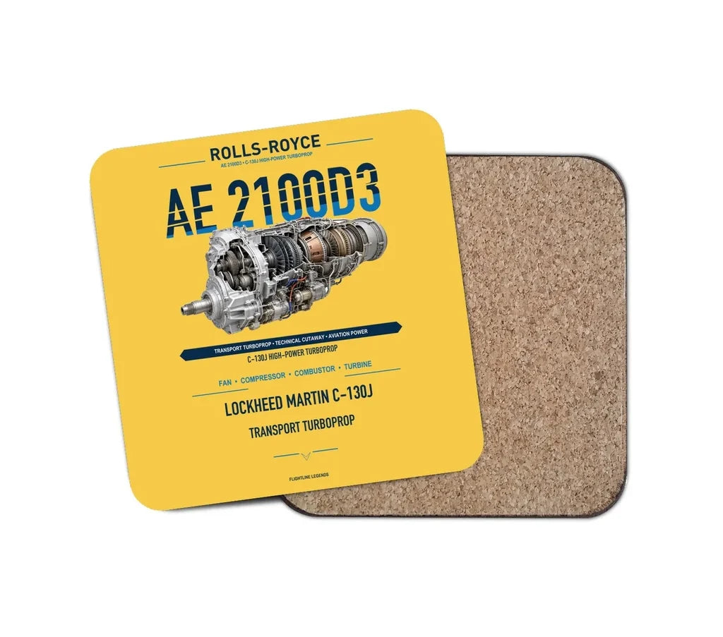 AE 2100D3 design on yellow 1 piece coaster