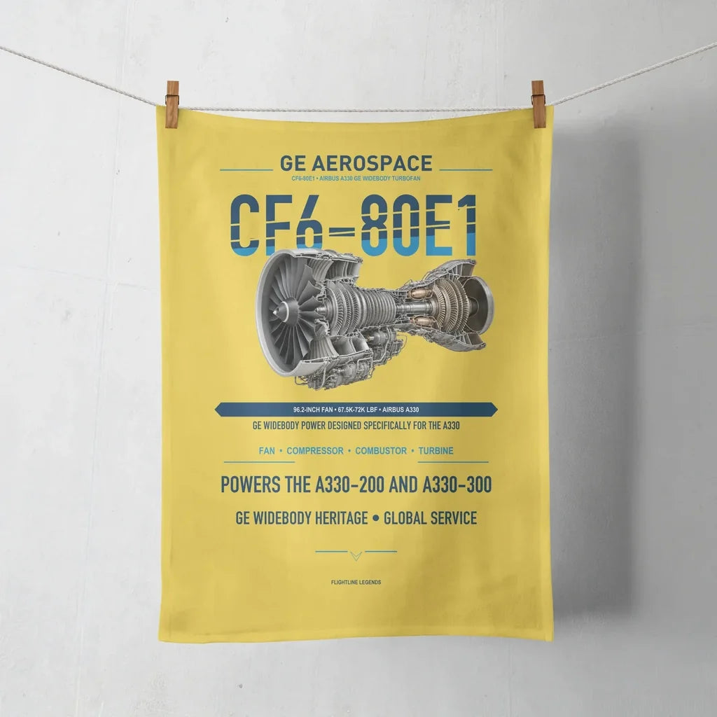 CF6-80E1 design on yellow towel