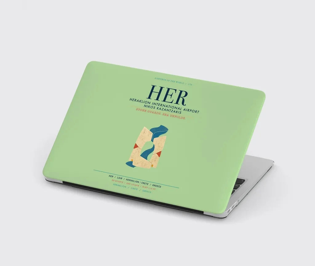 Heraklion International Airport Nikos Kazantzakis (HER) design on light green MacBook case