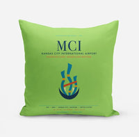Thumbnail for Kansas City International Airport (MCI) design on light green pillow