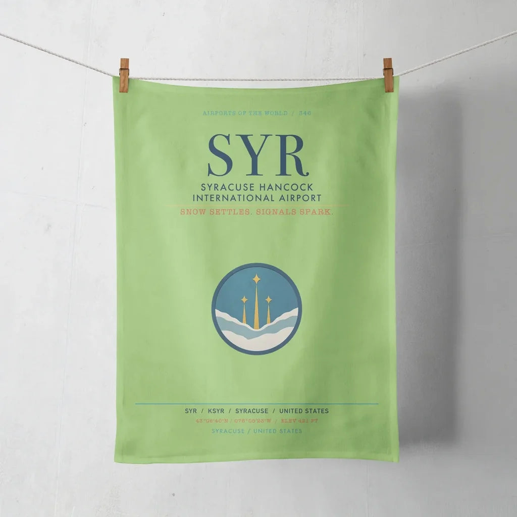 Syracuse Hancock International Airport (SYR) design on light green towel
