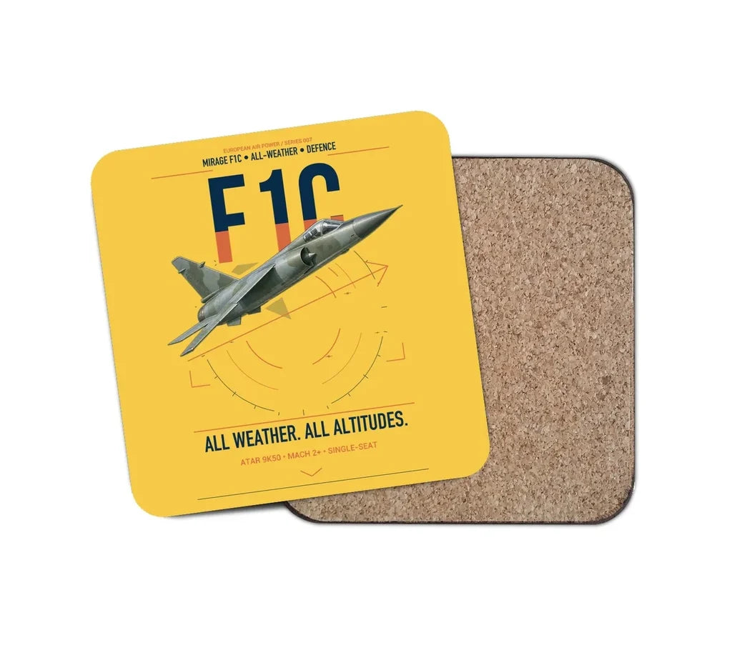 Dassault Mirage F1C design on yellow 1 piece coaster