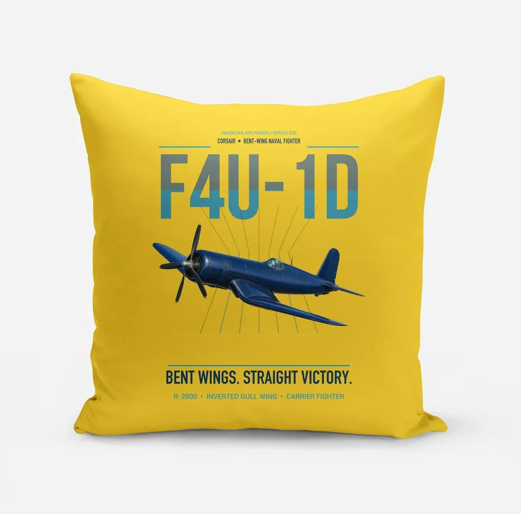 F4U-1D Corsair design on yellow pillow
