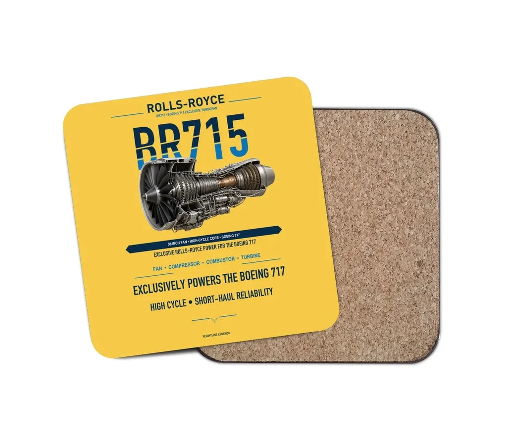 BR715 design on yellow 1 piece coaster