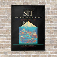 Thumbnail for Sitka Rocky Gutierrez Airport SIT vertical canvas print - framed - black background