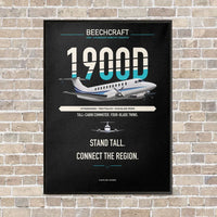 Thumbnail for Beechcraft 1900D vertical canvas print - framed - black background