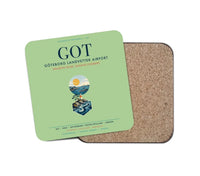 Thumbnail for Göteborg Landvetter Airport (GOT) design on light green 1 piece coaster