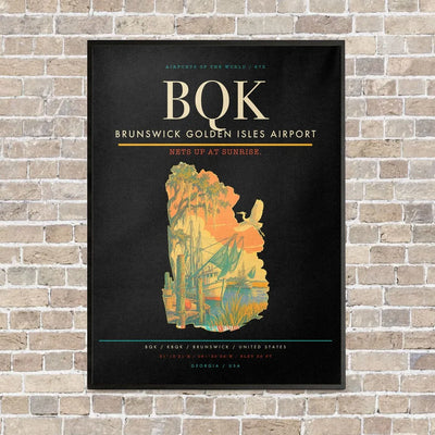 Brunswick Golden Isles Airport BQK vertical canvas print - framed - black background