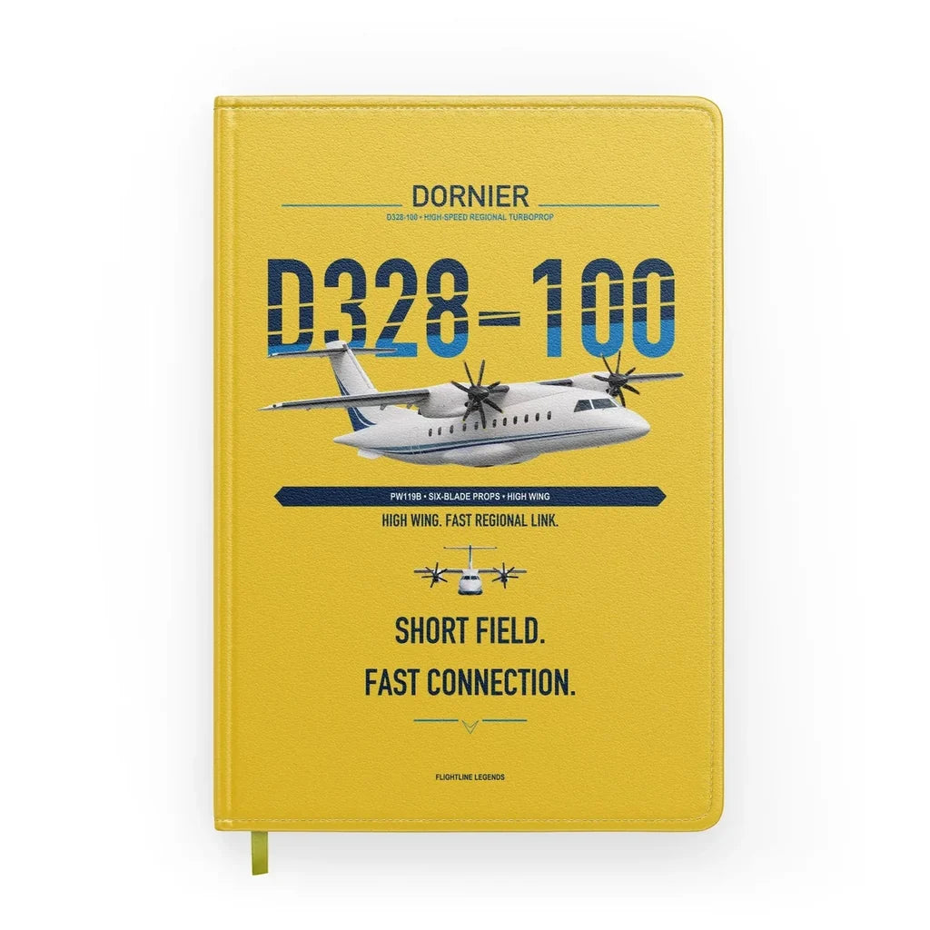 Dornier D328-100 design on yellow notebook