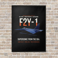 Thumbnail for F2Y-1 Sea Dart Supersonic from the Sea vertical canvas print - framed - black background