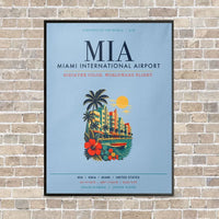 Thumbnail for Miami International Airport MIA vertical canvas print - framed - light blue background