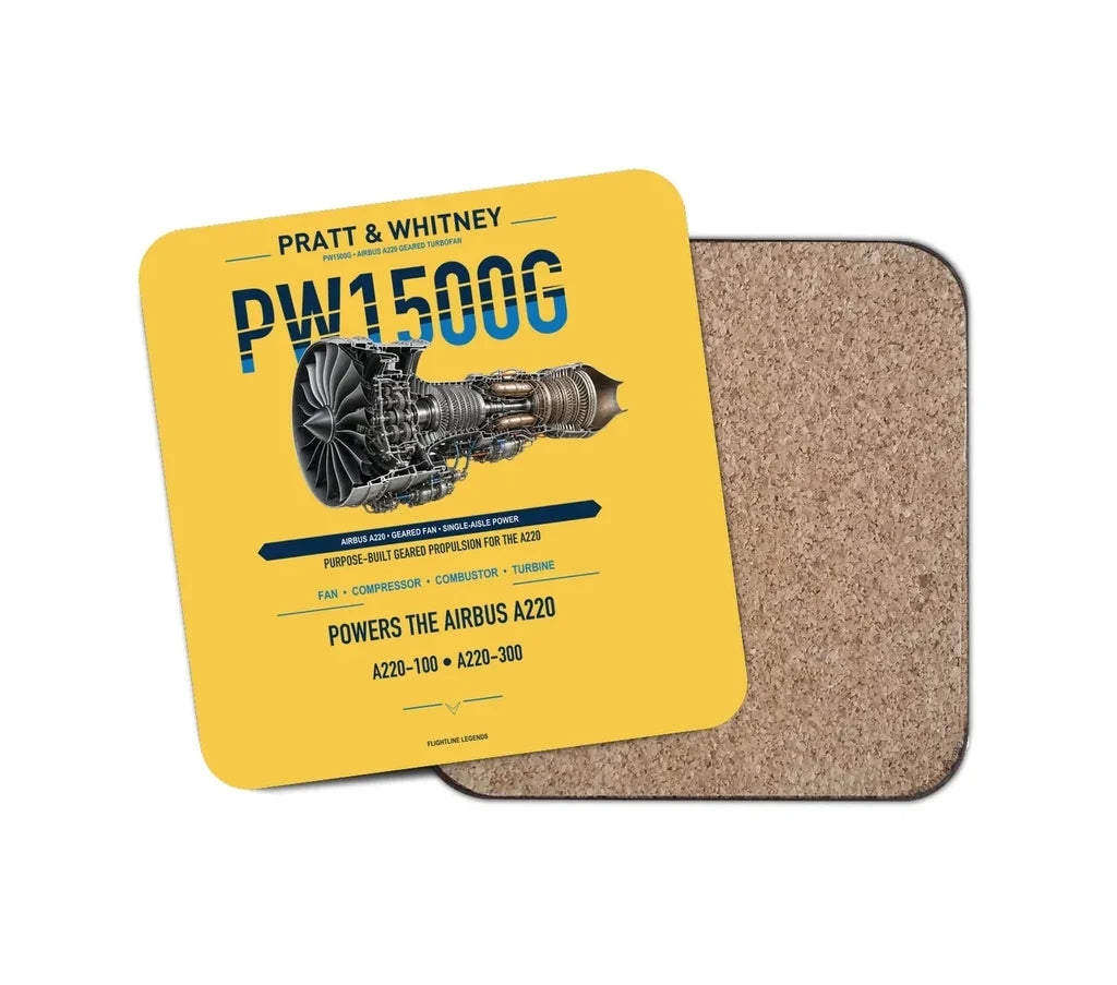 PW1500G design on yellow 1 piece coaster