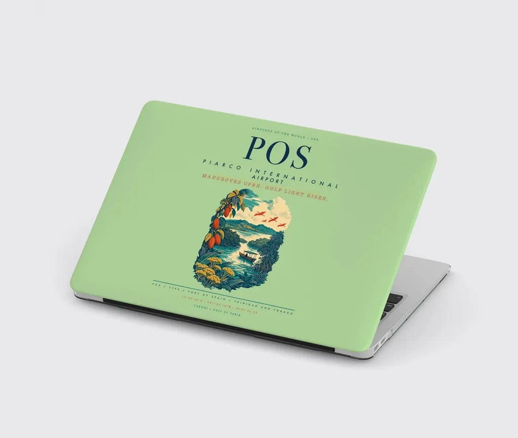 Piarco International Airport (POS) design on light green MacBook case