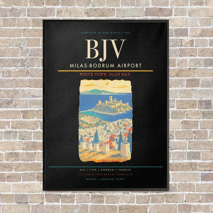 Milas-Bodrum Airport BJV - Canvas Framed - Black
