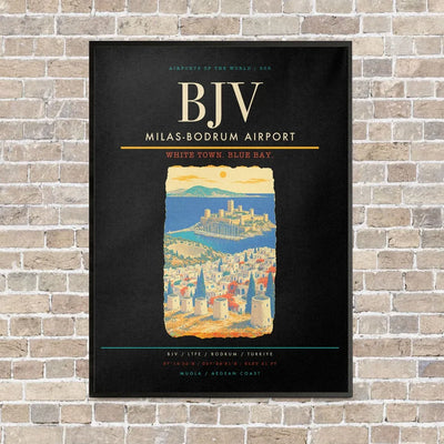 Milas-Bodrum Airport BJV - Canvas Framed - Black