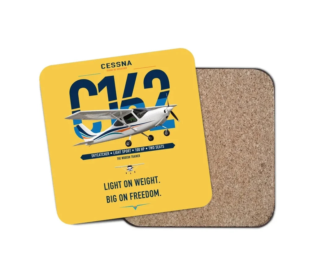 Cessna 162 Skycatcher design on yellow 1 piece coaster