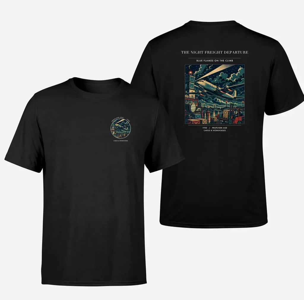 VINTAGE G4248 - The Night Freight Departure - Double-Side T-Shirt design on black double side t shirt