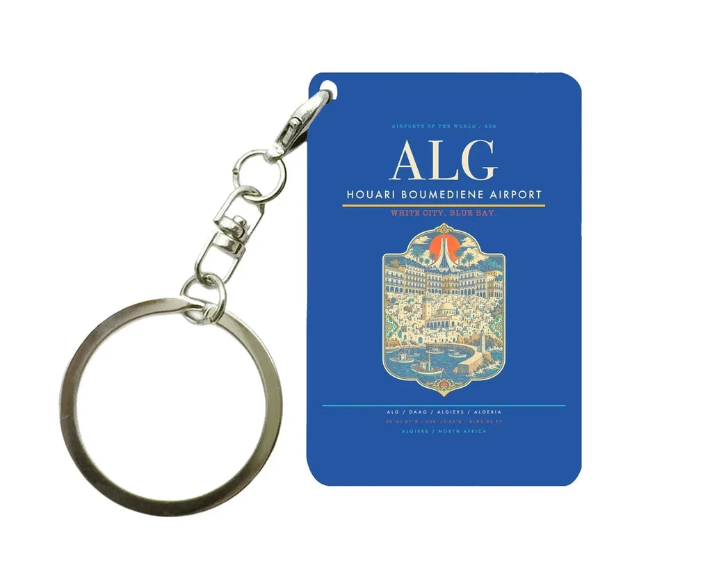 Houari Boumediene Airport ALG Key Chain design on blue key chain