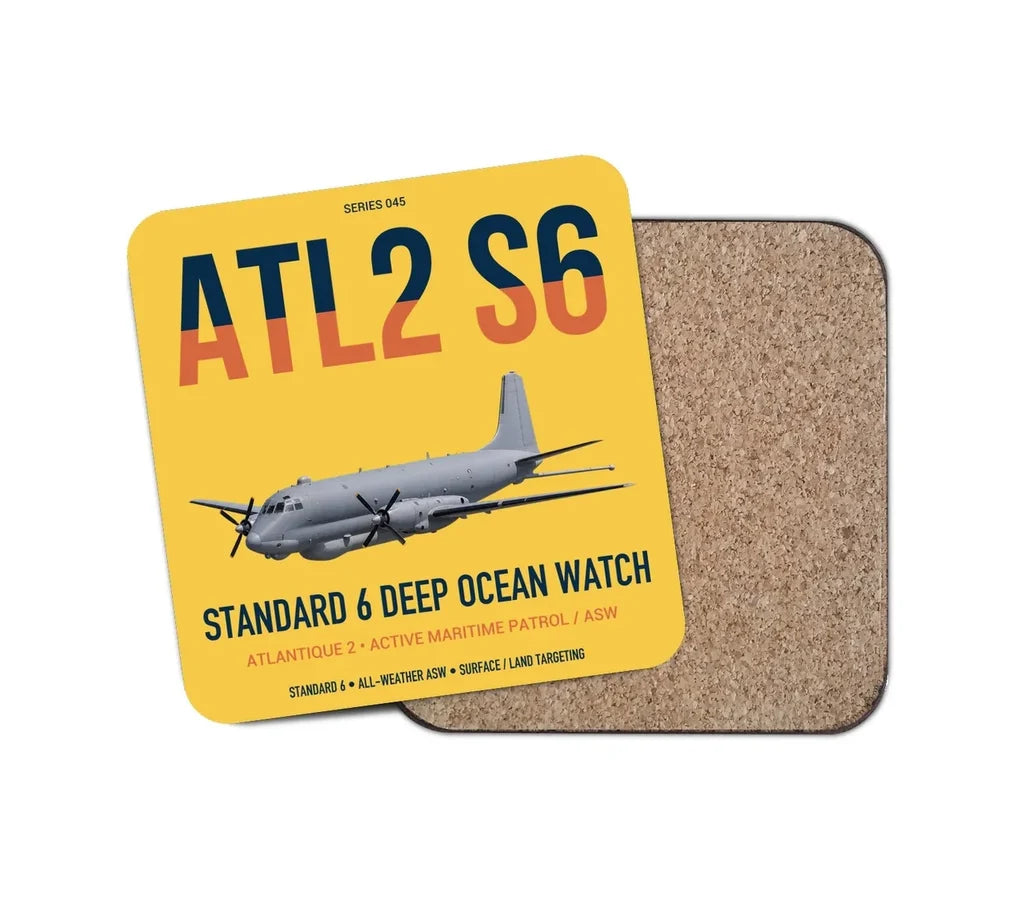 Atlantique 2 Standard 6 design on yellow 1 piece coaster