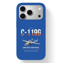 Thumbnail for C-119G Flying Boxcar design on blue magsafe iphone case, for iPhone 17 Pro
