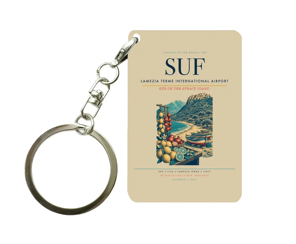Lamezia Terme International Airport (SUF) design on beige key chain