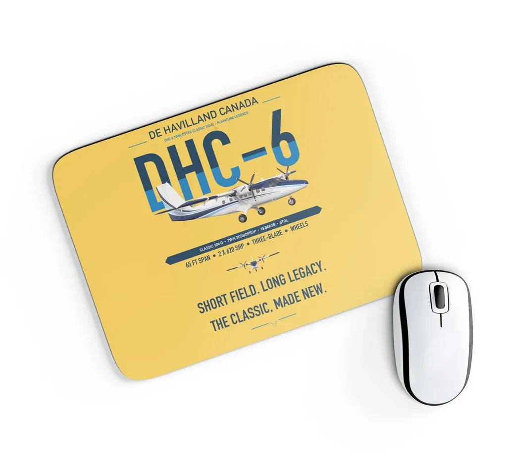 DHC-6 Twin Otter Classic 300-G design on yellow rectangle mouse pad