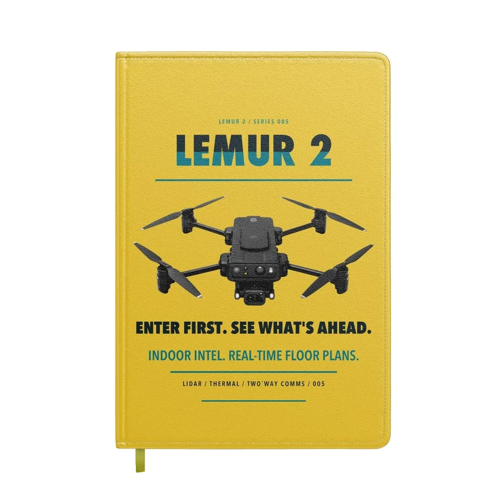 BRINC LEMUR 2 design on yellow notebook