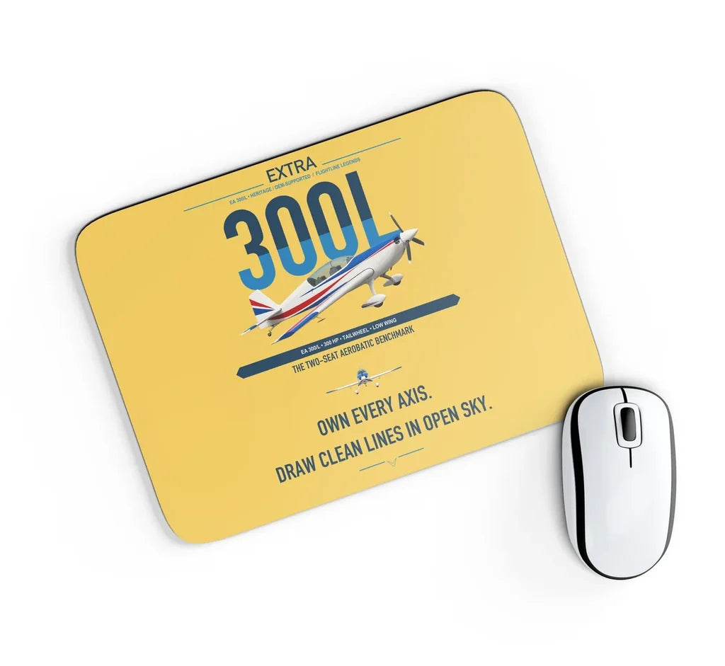 Extra 300L design on yellow rectangle mouse pad