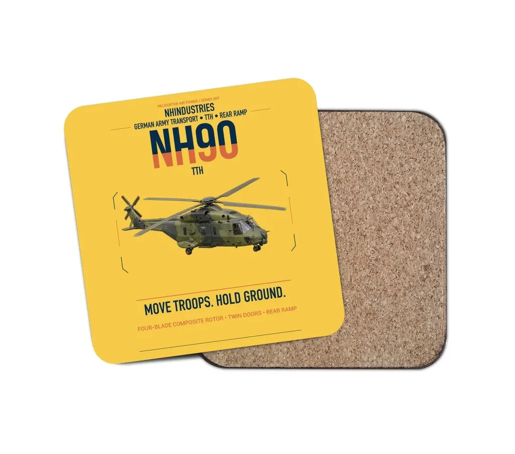 NHIndustries NH90 TTH design on yellow 1 piece coaster