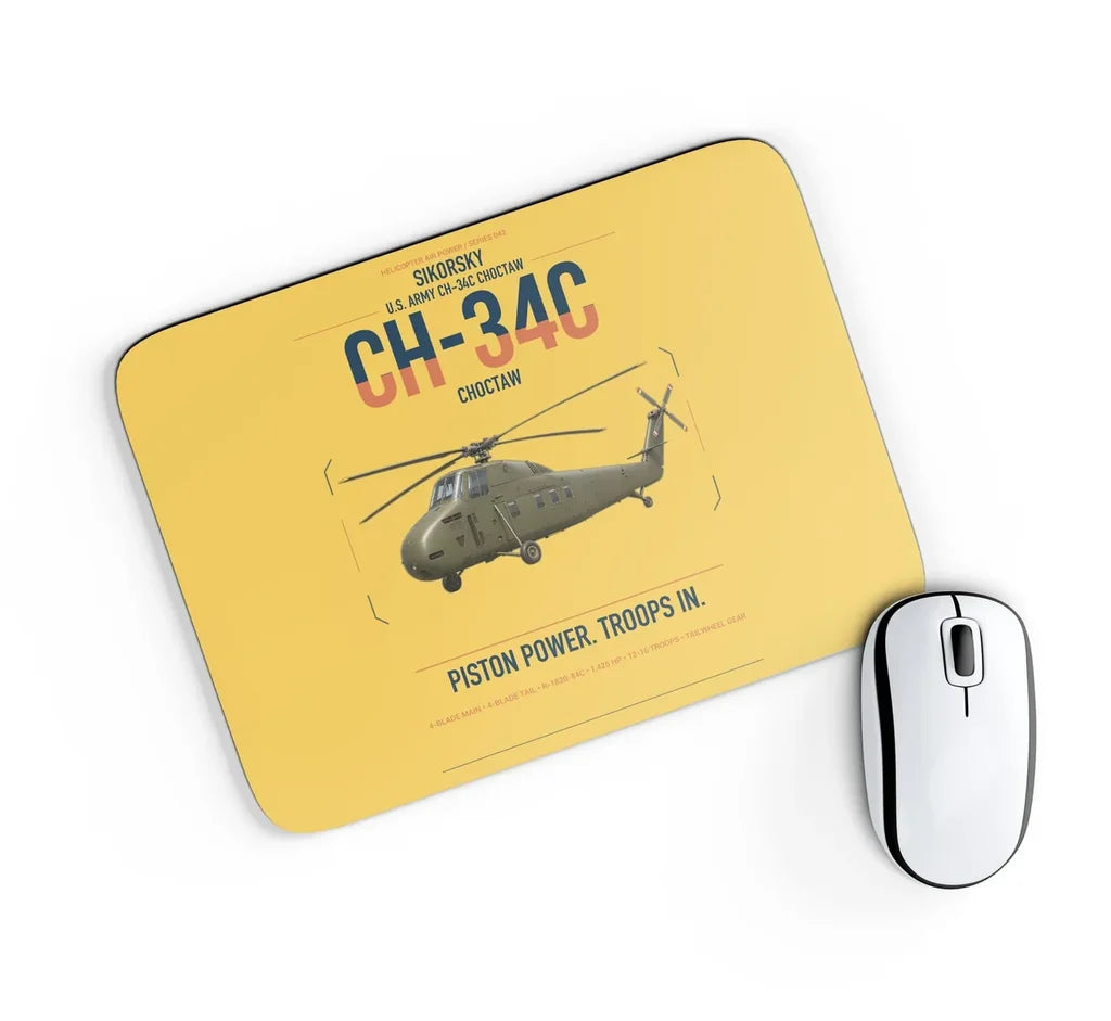 Sikorsky CH-34C Choctaw design on yellow rectangle mouse pad