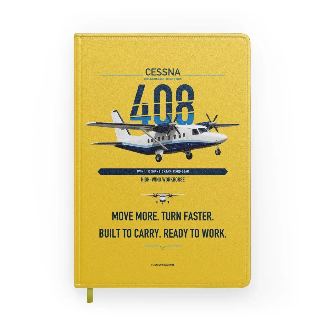 Cessna 408 SkyCourier design on yellow notebook