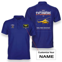 Thumbnail for Bristol Sycamore HR14 design on blue+name double-side polo t-shirt, double-side print