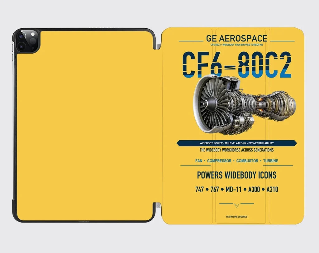 CF6-80C2 design on yellow ipad tablet case