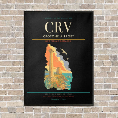 Crotone Airport CRV vertical canvas print - framed - black background