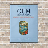 Thumbnail for Antonio B. Won Pat International Airport GUM vertical canvas print - framed - light blue background