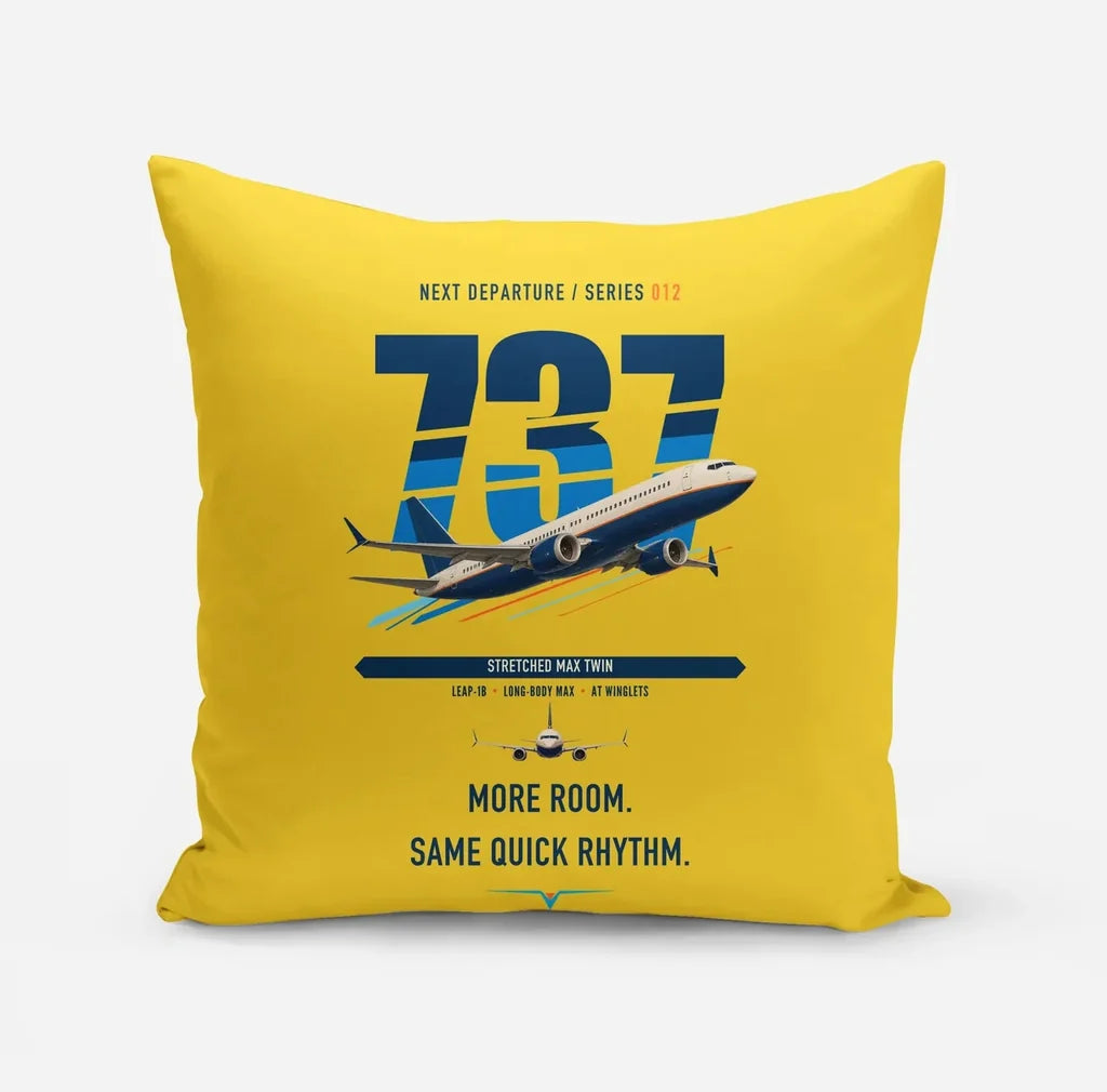 Boeing 737 MAX 9 design on yellow pillow
