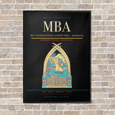 Moi International Airport MBA — Mombasa vertical canvas print - framed - black background