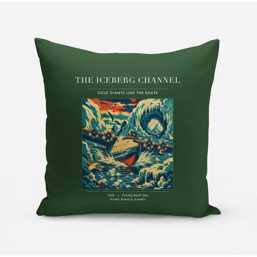 VINTAGE G4276 - The Iceberg Channel - Designed Pillows design on darkgreen