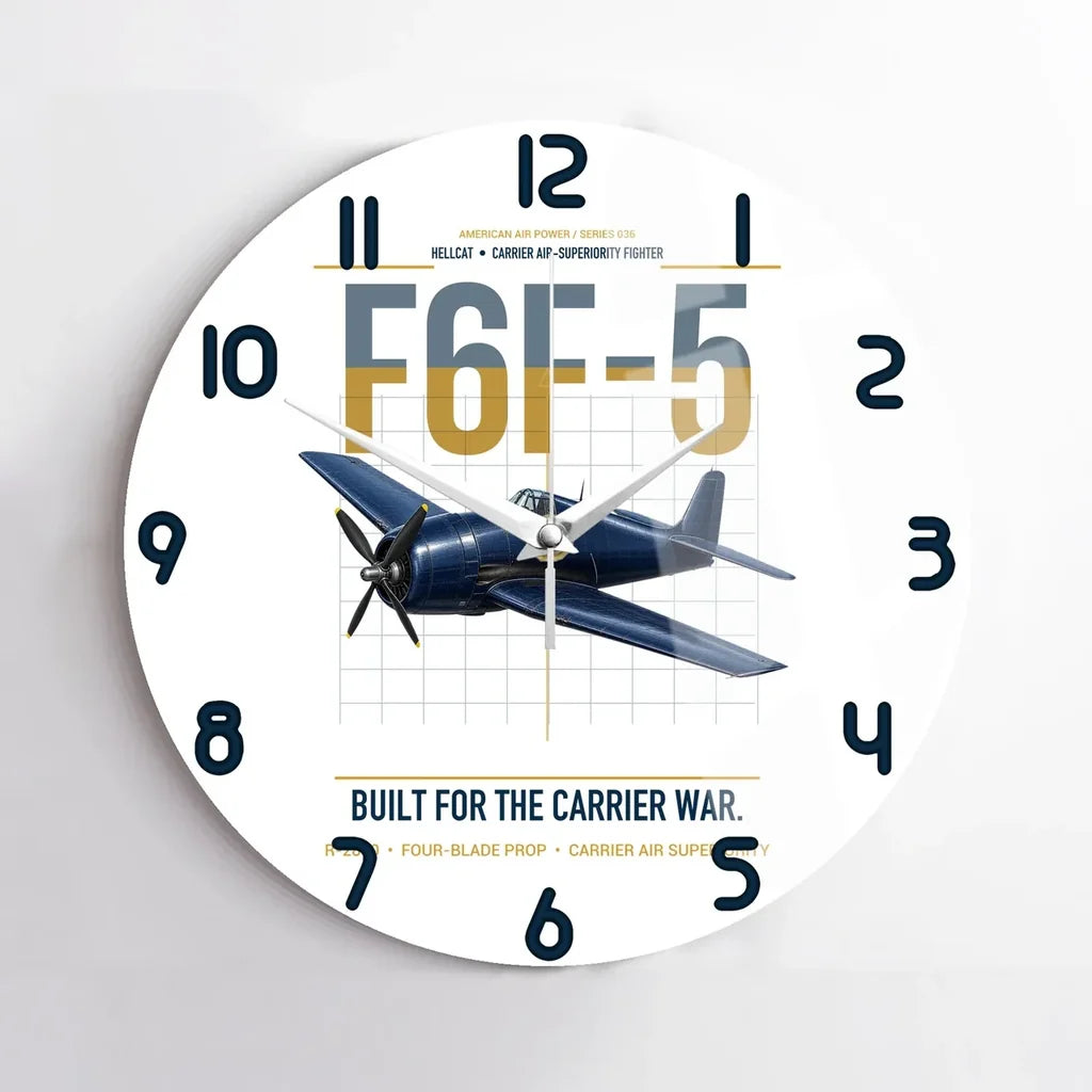 F6F-5 Hellcat design on white no frame wall clock