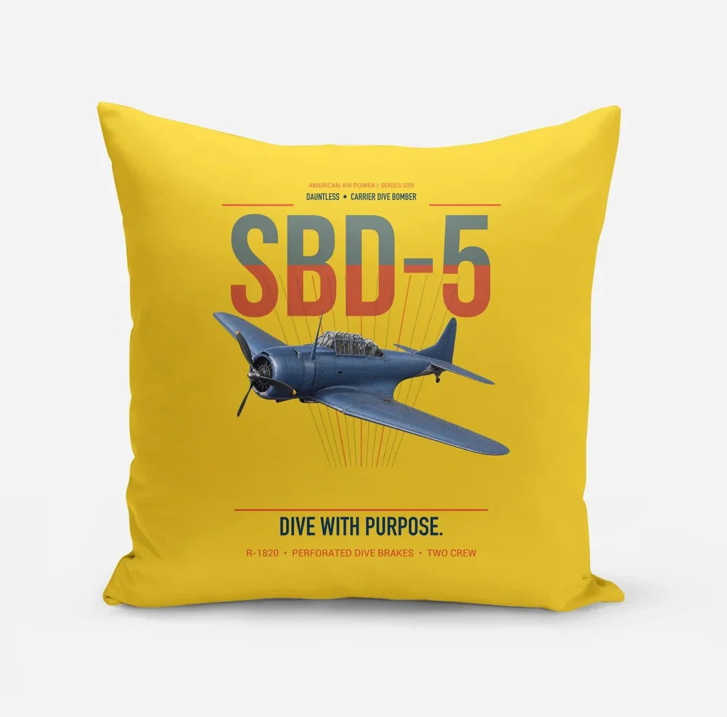 SBD-5 Dauntless design on yellow pillow